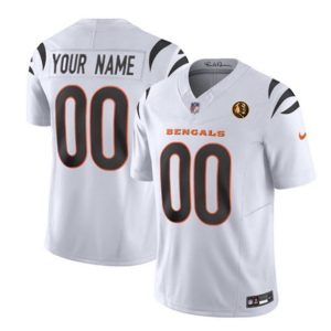 Men Cincinnati Bengals Active Player Custom White 2023 F.U.S.E. With John Madden Patch Vapor Limited Football Stitched Jersey