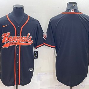 Men Cincinnati Bengals Blank Black With Patch Cool Base Stitched Baseball Jersey