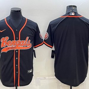 Men Cincinnati Bengals Blank Black With Patch Cool Base Stitched Baseball Jersey