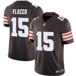 Men Cleveland Browns #15 Joe Flacco Brown 2023 F.U.S.E. Vapor Limited Football Stitched Jersey