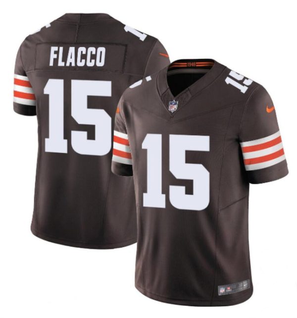 Men Cleveland Browns #15 Joe Flacco Brown 2023 F.U.S.E. Vapor Limited Football Stitched Jersey