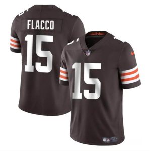 Men Cleveland Browns #15 Joe Flacco Brown Vapor Untouchable Limited Football Stitched Jersey