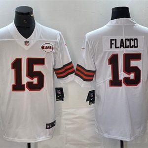 Men Cleveland Browns #15 Joe Flacco White 1946 Collection Vapor Untouchable Limited Football Stitched Jersey