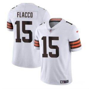 Men Cleveland Browns #15 Joe Flacco White Vapor Untouchable Limited Football Stitched Jersey