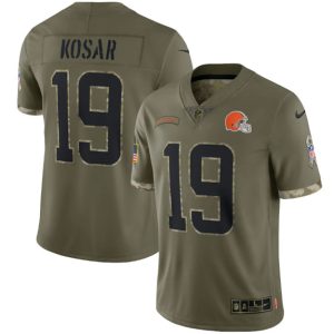 Men Cleveland Browns #19 Bernie Kosar 2022 Olive Salute To Service Limited Stitched Jersey