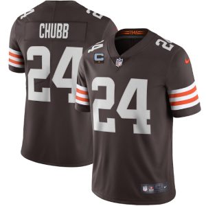 Men Cleveland Browns 2022 #24 Nick Chubb Brown With 1-star C Patch Vapor Untouchable Limited NFL Stitched Jersey