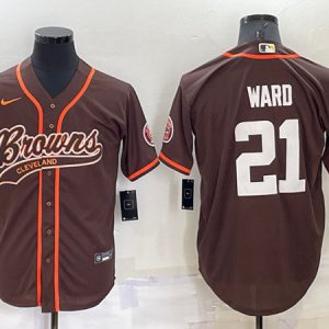 Men Cleveland Browns #21 Denzel Ward Brown Stitched Jersey