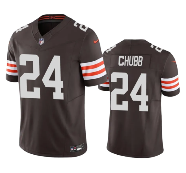 Men Cleveland Browns #24 Nick Chubb Brown 2023 F.U.S.E. Vapor Untouchable Limited Stitched Jersey