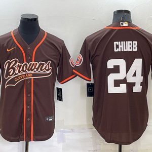 Men Cleveland Browns #24 Nick Chubb Brown Stitched Jersey