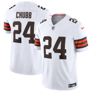 Men Cleveland Browns #24 Nick Chubb White 2023 F.U.S.E. Vapor Untouchable Limited Football Stitched Jersey