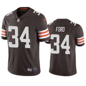 Men Cleveland Browns #34 Jerome Ford Brown Vapor Stitched Game Jersey