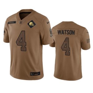 Men Cleveland Browns #4 Deshaun Watson 2023 Brown Salute To Service Limited Football Stitched Jersey