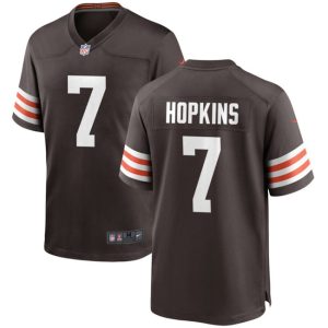 Men Cleveland Browns #7 Dustin Hopkins Brown Football Stitched Game Jersey