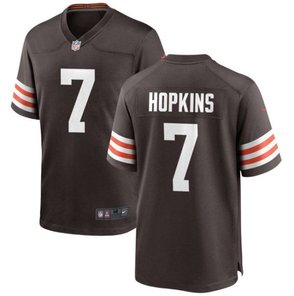 Men Cleveland Browns #7 Dustin Hopkins Brown Football Stitched Game Jersey