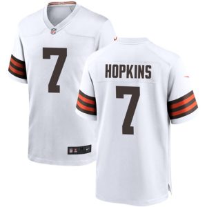 Men Cleveland Browns #7 Dustin Hopkins White Football Stitched Game Jersey