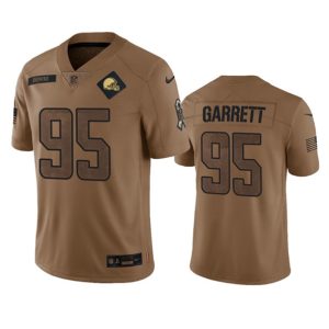 Men Cleveland Browns #95 Myles Garrett 2023 Brown Salute To Service Limited Football Stitched Jersey