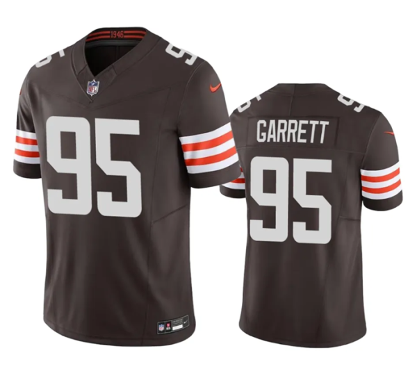 Men Cleveland Browns #95 Myles Garrett Brown 2023 F.U.S.E. Vapor Untouchable Limited Stitched Jersey