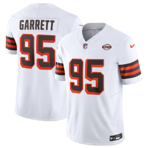 Men Cleveland Browns #95 Myles Garrett White 2023 F.U.S.E. 1946 Collection Vapor Untouchable Limited Football Stitched Jersey