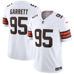 Men Cleveland Browns #95 Myles Garrett White 2023 F.U.S.E. Vapor Untouchable Limited Football Stitched Jersey