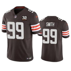 Men Cleveland Browns #99 Za'Darius Smith Brown 2023 F.U.S.E. With Jim Brown Memorial Patch Vapor Untouchable Limited Football Stitched Jersey