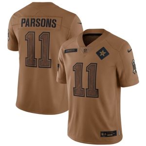 Men Dallas Cowboys #11 Micah Parsons 2023 Brown Salute To Service Limited Football Stitched Jersey