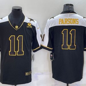 Men Dallas Cowboys #11 Micah Parsons Black Gold Thanksgiving With Patch Stitched Jersey