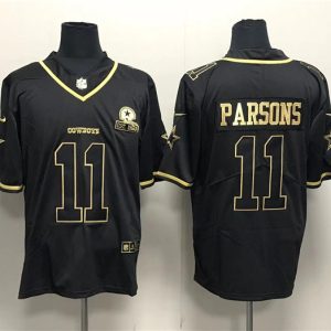 Men Dallas Cowboys #11 Micah Parsons Black Gold With 1960 Patch Stitched Jersey