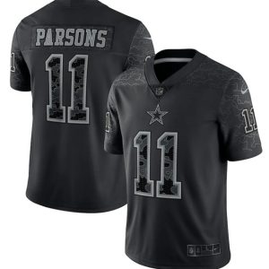 Men Dallas Cowboys #11 Micah Parsons Black Reflective Limited Stitched Football Jersey