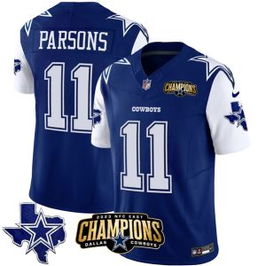 Men Dallas Cowboys #11 Micah Parsons Blue/White 2023 F.U.S.E. NFC East Champions Patch Football Stitched Jersey