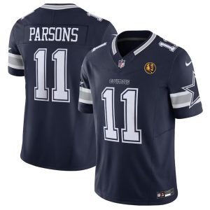 Men Dallas Cowboys #11 Micah Parsons Navy 2023 F.U.S.E. With John Madden Patch Vapor Limited Football Stitched Jersey