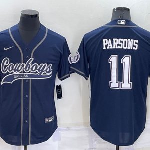 Men Dallas Cowboys #11 Micah Parsons Navy Cool Base Stitched Baseball Jersey