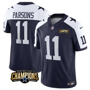 Men Dallas Cowboys #11 Micah Parsons Navy/White 2023 F.U.S.E. NFC East Champions Patch Football Stitched Jersey