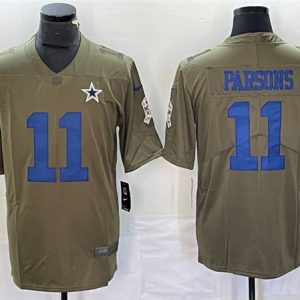 Men Dallas Cowboys #11 Micah Parsons Olive 2017 Salute To Service Limited Football Stitched Jersey