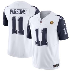 Men Dallas Cowboys #11 Micah Parsons White 2023 F.U.S.E. With John Madden Patch Vapor Limited Football Stitched Jersey