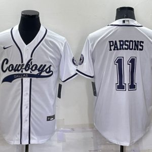 Men Dallas Cowboys #11 Micah Parsons White Cool Base Stitched Baseball Jersey