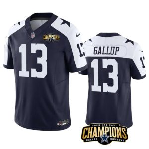 Men Dallas Cowboys #13 Michael Gallup Navy/White 2023 F.U.S.E. NFC East Champions Patch Football Stitched Jersey