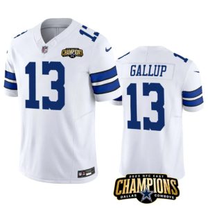 Men Dallas Cowboys #13 Michael Gallup White 2023 F.U.S.E. NFC East Champions Patch Football Stitched Jersey