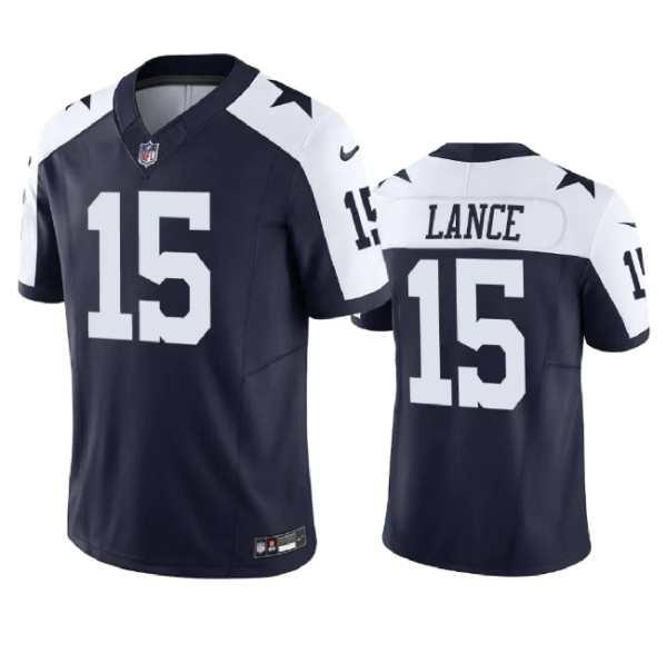 Men Dallas Cowboys #15 Trey Lance Navy 2023 F.U.S.E. Thanksgiving Limited Stitched Football Jersey