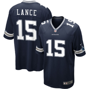 Men Dallas Cowboys #15 Trey Lance Navy Stitched Football Game Jersey