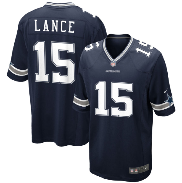 Men Dallas Cowboys #15 Trey Lance Navy Stitched Football Game Jersey