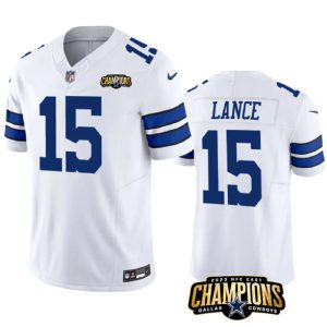 Men Dallas Cowboys #15 Trey Lance White 2023 F.U.S.E. NFC East Champions Patch Football Stitched Jersey