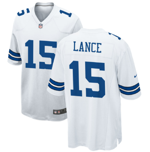 Men Dallas Cowboys #15 Trey Lance White Stitched Football Game Jersey