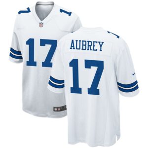 Men Dallas Cowboys #17 Brandon Aubrey White Football Stitched Game Jersey