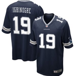 Men Dallas Cowboys #19 Noah Igbinoghene Navy Football Stitched Game Jersey