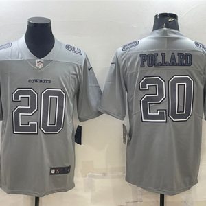 Men Dallas Cowboys #20 Tony Pollard Gray Atmosphere Fashion Stitched Jersey