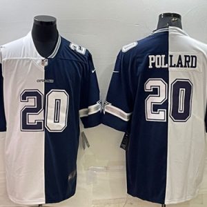 Men Dallas Cowboys #20 Tony Pollard Navy White Split Vapor Untouchable Limited Stitched Jersey