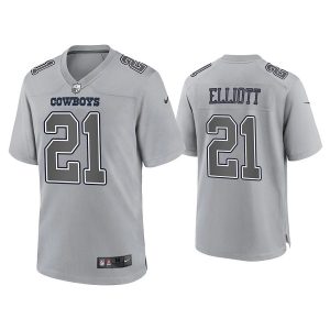 Men Dallas Cowboys #21 Ezekiel Elliott Gray Atmosphere Fashion Stitched Game Jersey