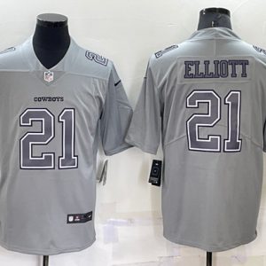 Men Dallas Cowboys #21 Ezekiel Elliott Gray Atmosphere Fashion Stitched Jersey