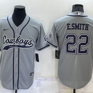 Men Dallas Cowboys #22 Emmitt Smith Gray Cool Base Stitched Baseball Jersey