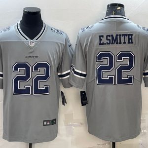 Men Dallas Cowboys #22 Emmitt Smith Gray Inverted Edition Stitched Jersey